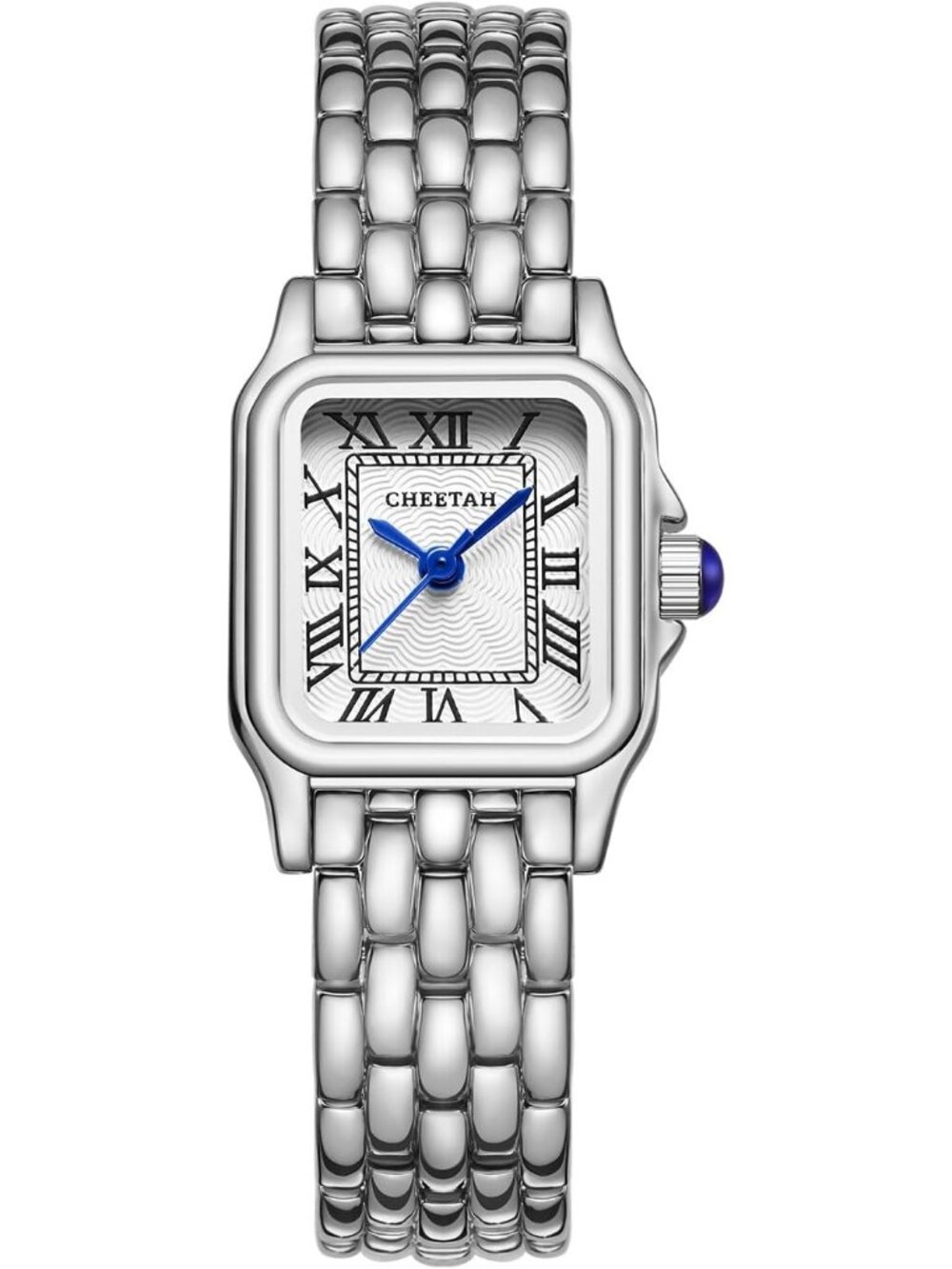 Cheetah Women's Silver White Rectangular Roman Dial Small Vintage Bracelet Watch